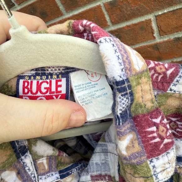 Vintage 90s Y2K Bugle Boy Flannel Button Up Long Sleeve Shirt Size 4T Boys - Picture 3 of 5